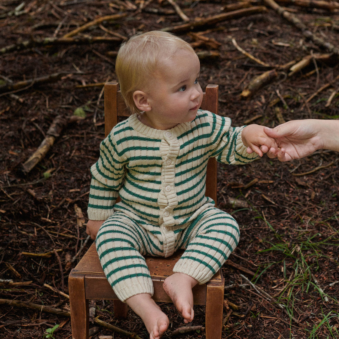 Nature Baby Lou Suit Cotton Knit - Pine Sailor Stripe