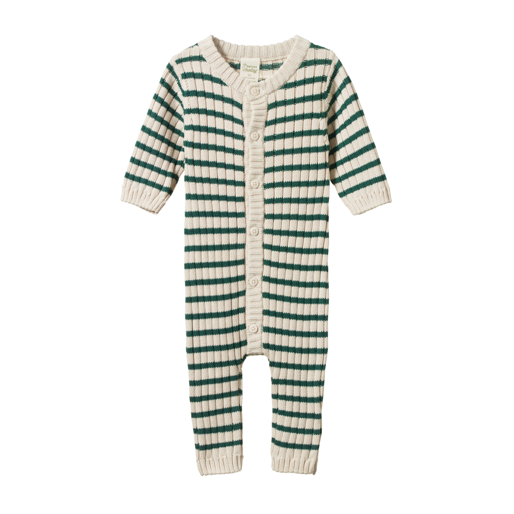 Nature Baby Lou Suit Cotton Knit - Pine Sailor Stripe