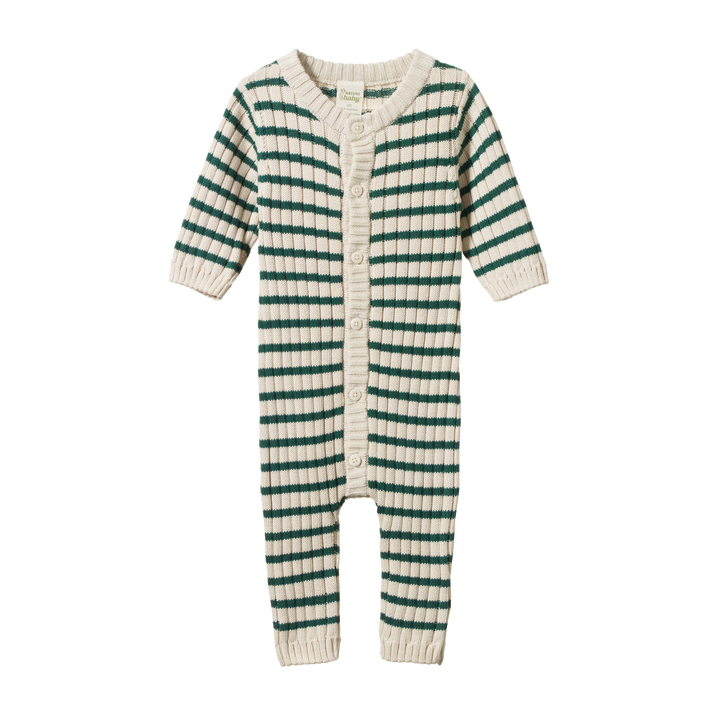 Nature Baby Lou Suit Cotton Knit - Pine Sailor Stripe