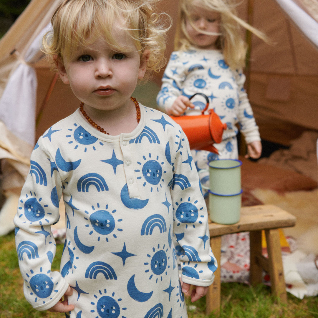 Nature Baby Henley Pyjama Suit - Twilight Print