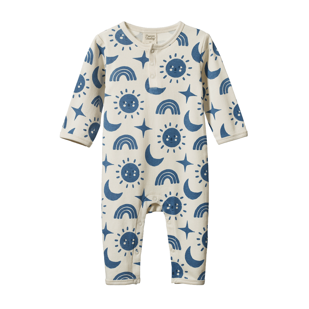 Nature Baby Henley Pyjama Suit - Twilight Print