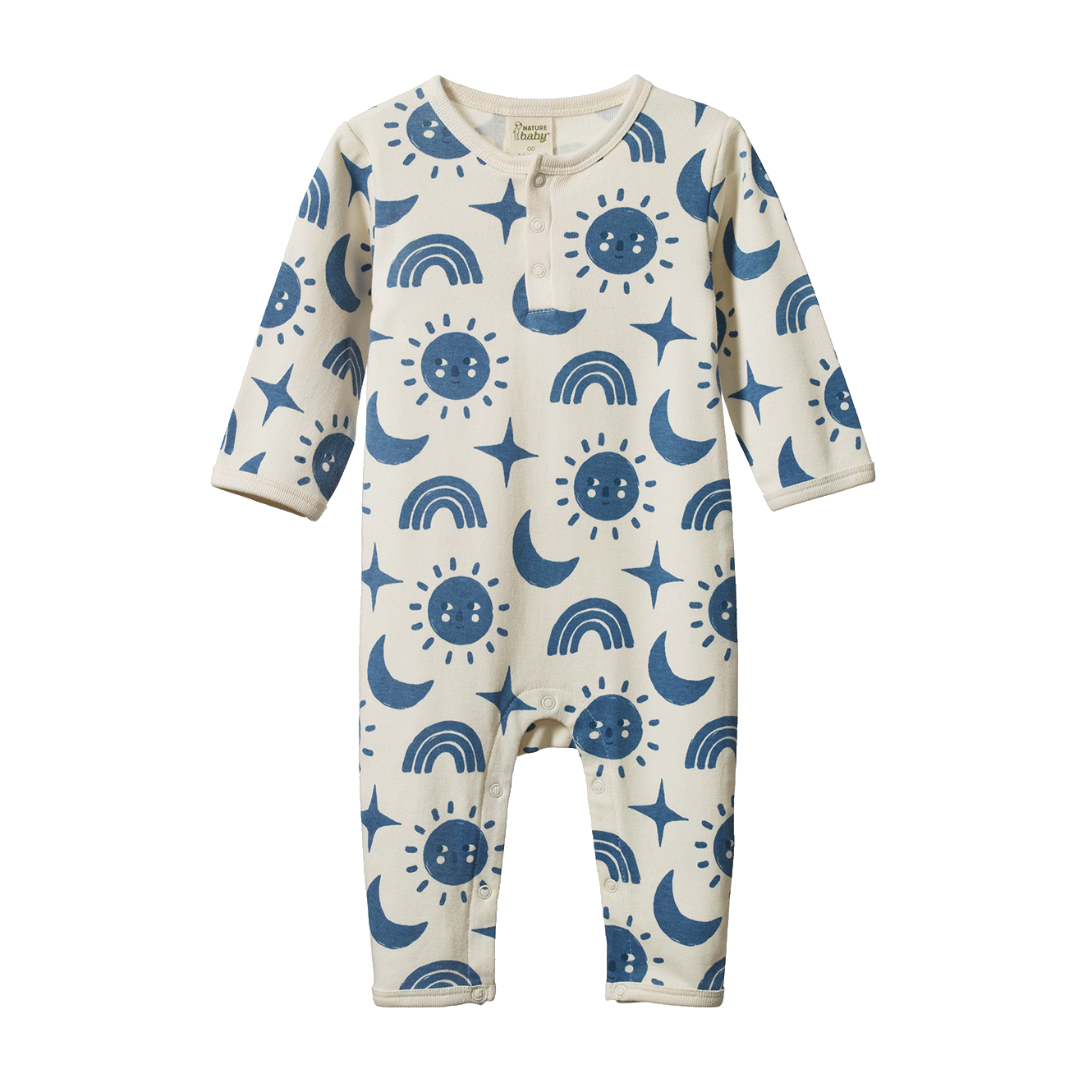 Nature Baby Henley Pyjama Suit - Twilight Print