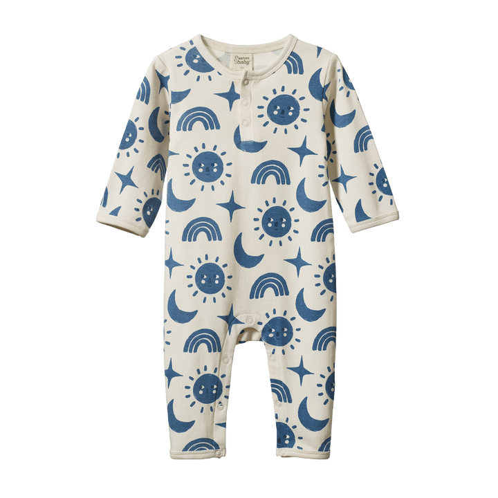Nature Baby Henley Pyjama Suit - Twilight Print