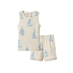 Singlet Pyjama Set - Regatta Blue Print