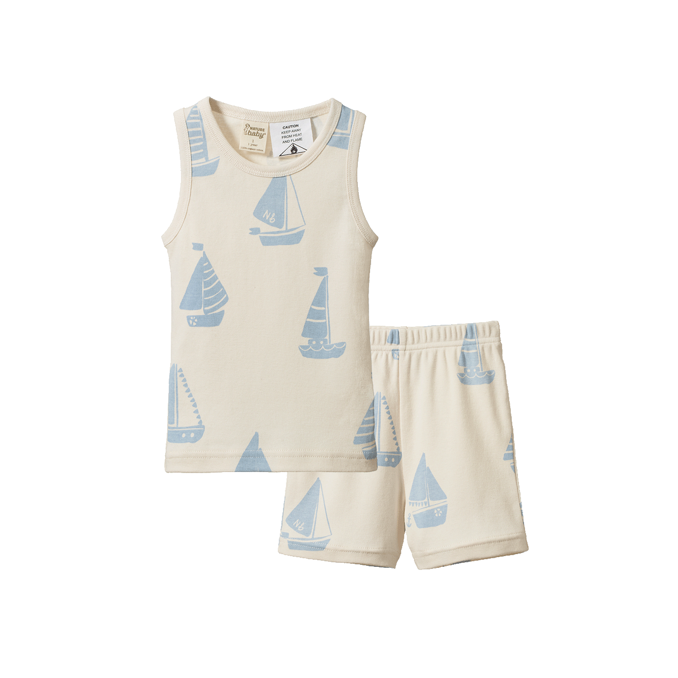 Nature Baby Singlet Pyjama Set - Regatta Blue Print