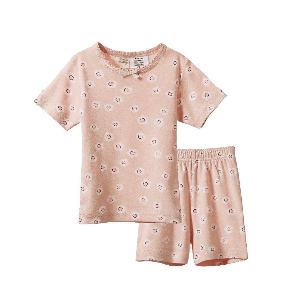 Shortie Pyjama Set - Flora Stamp Rose Dust Print