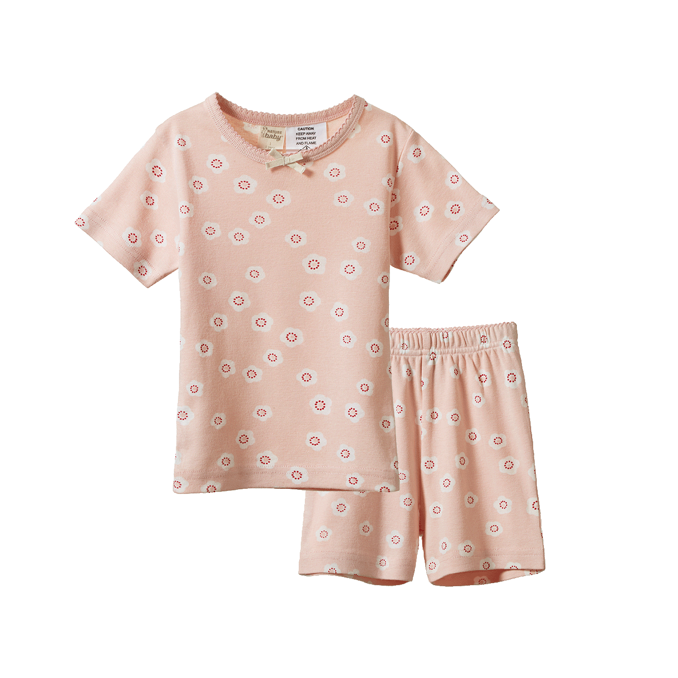 Shortie Pyjama Set - Flora Stamp Rose Dust Print
