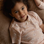 Shortie Pyjama Set - Flora Stamp Rose Dust Print