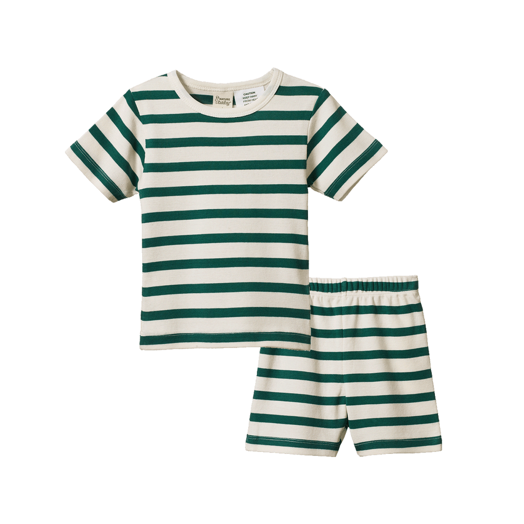Nature Baby Shortie Pyjama Set - Peppermint Holiday Stripe