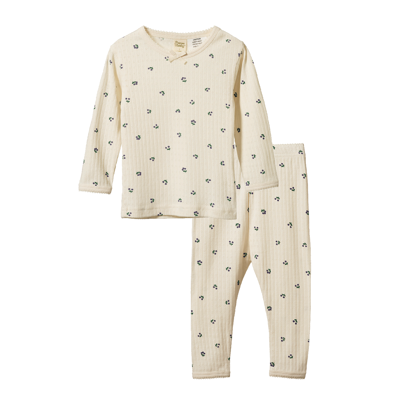 Long Sleeve Pyjama Set Pointelle - Winter Berry Print