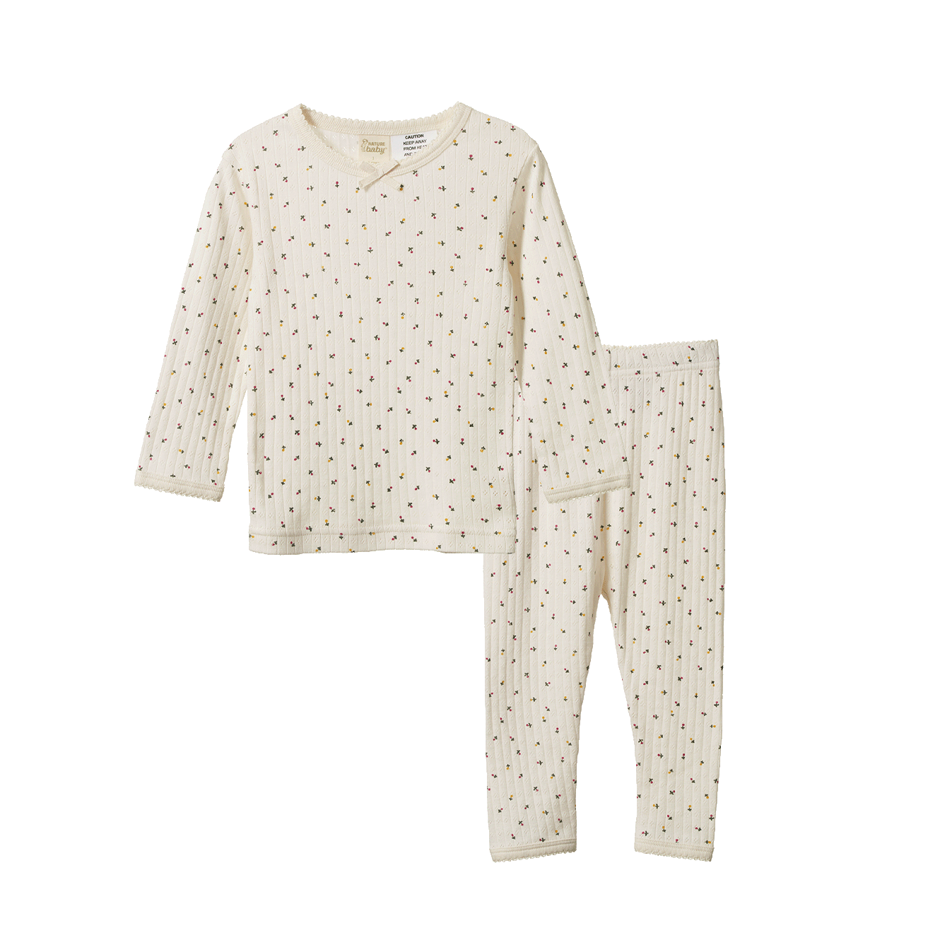 Nature Baby Long Sleeve Pyjama Set Pointelle -  Aster Floral Print