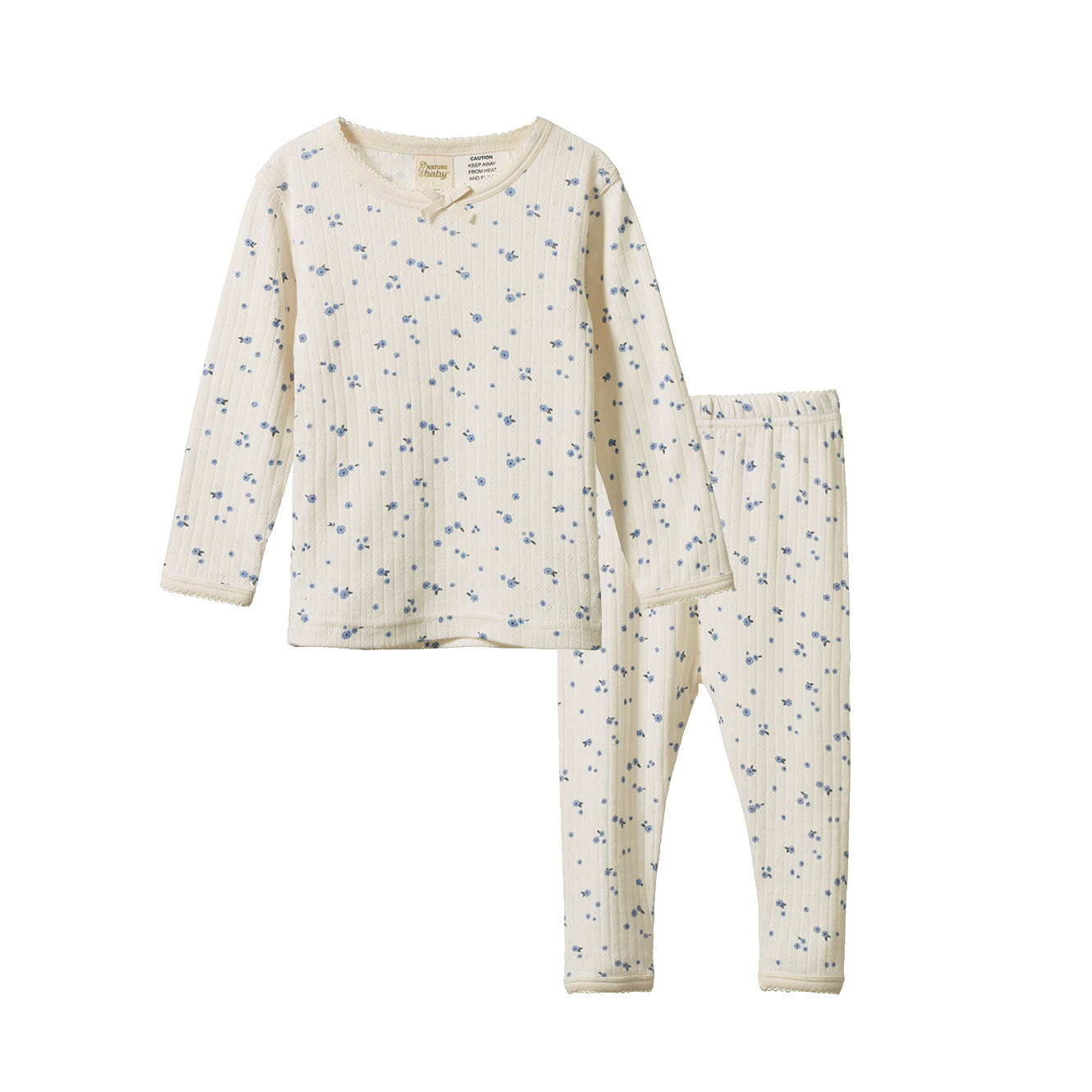 Nature Baby Long Sleeve Pyjama Set Pointelle -  Daisy Print