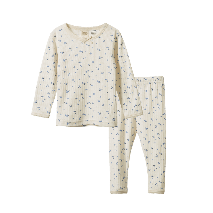 Nature Baby Long Sleeve Pyjama Set Pointelle -  Daisy Print