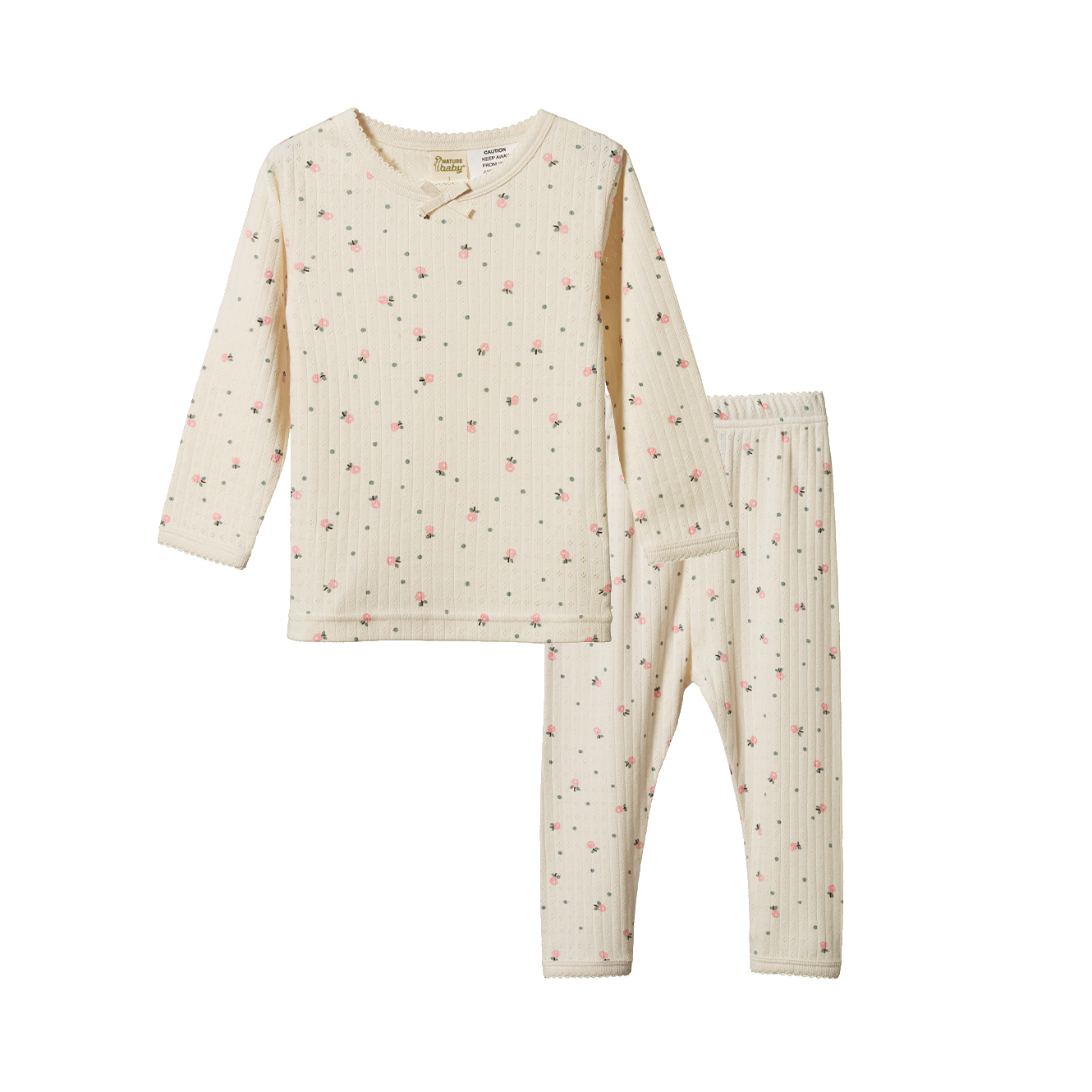 Nature Baby Long Sleeve Pyjama Set Pointelle - Posey Blossom