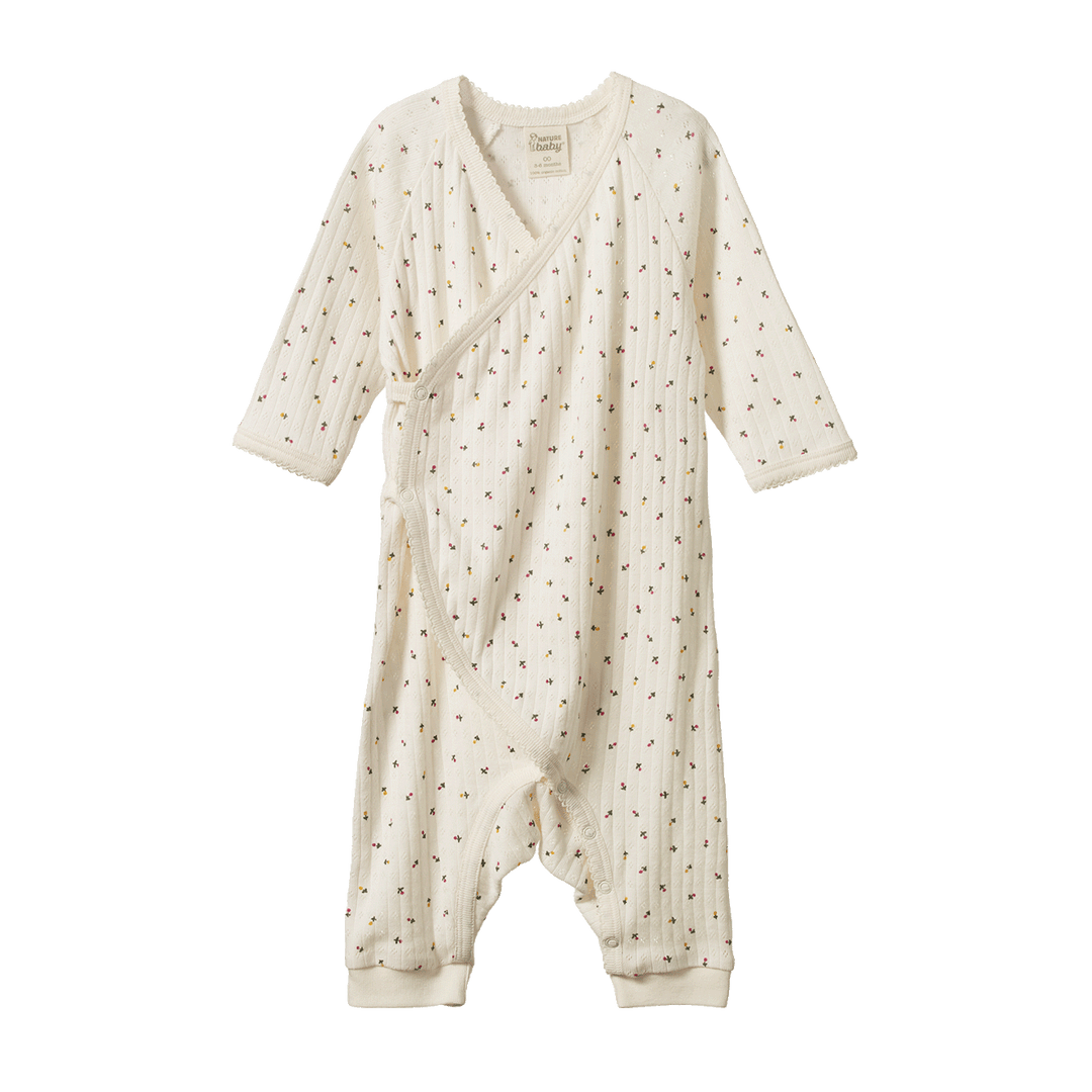 Nature Baby Kimono Stretch & Grow Pointelle -  Aster Floral Print