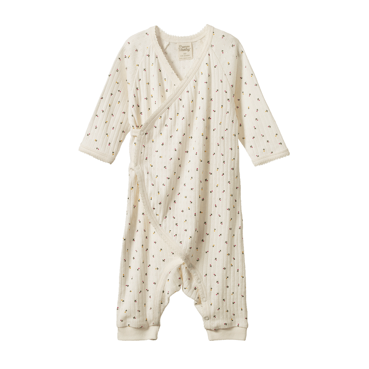 Nature Baby Kimono Stretch & Grow Pointelle -  Aster Floral Print