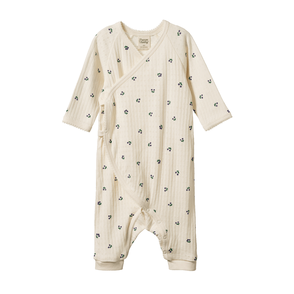 Kimono Stretch & Grow Pointelle - Winter Berry Print