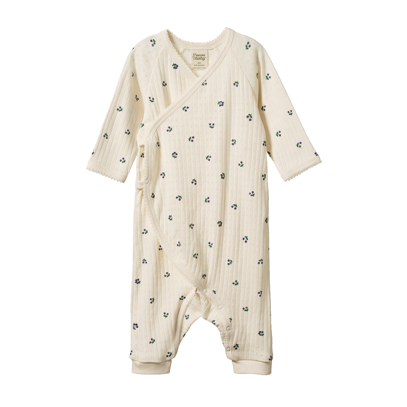 Kimono Stretch & Grow Pointelle - Winter Berry Print