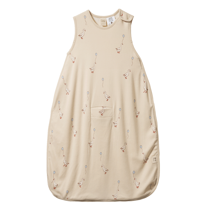 Nature Baby Organic Cotton & Merino Sleeping Bag - Goose Lullaby Print