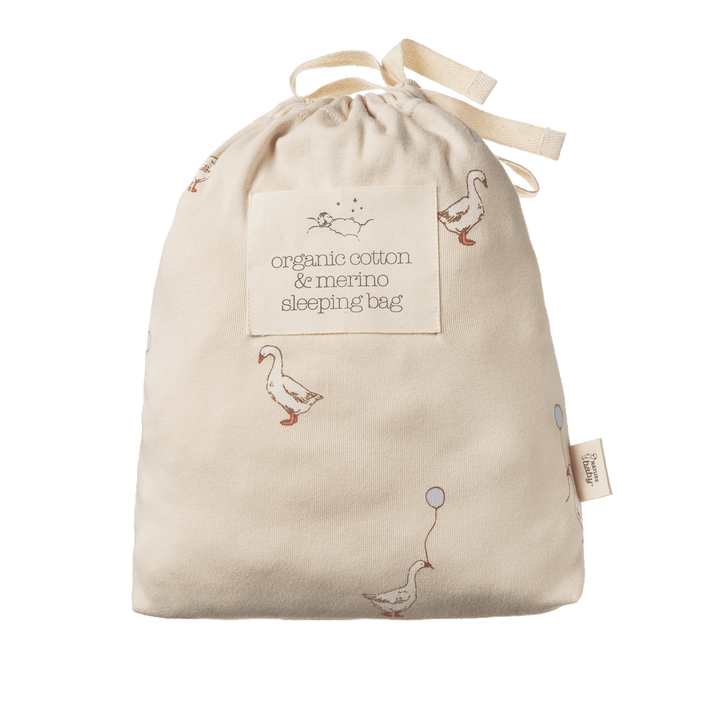 Nature Baby Organic Cotton & Merino Sleeping Bag - Goose Lullaby Print