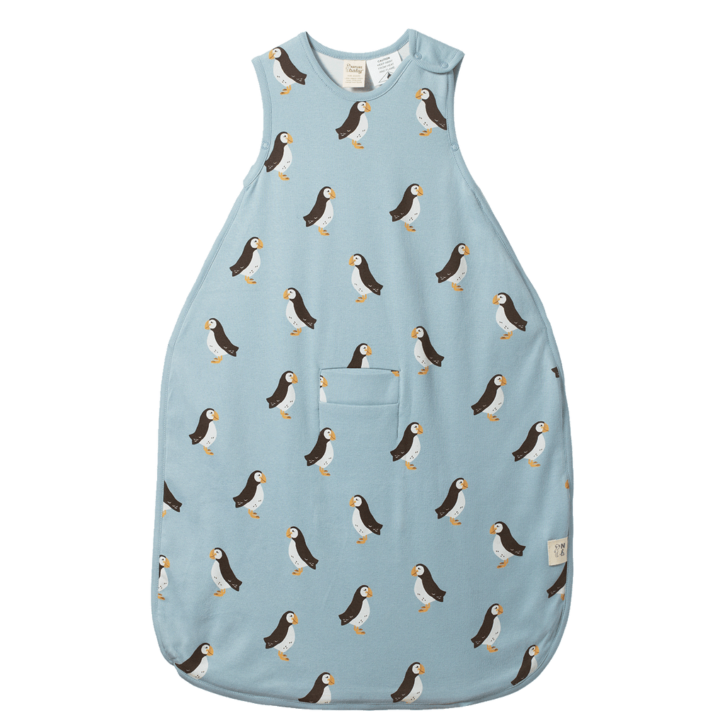 Organic Cotton & Merino Sleeping Bag - Puffin Print