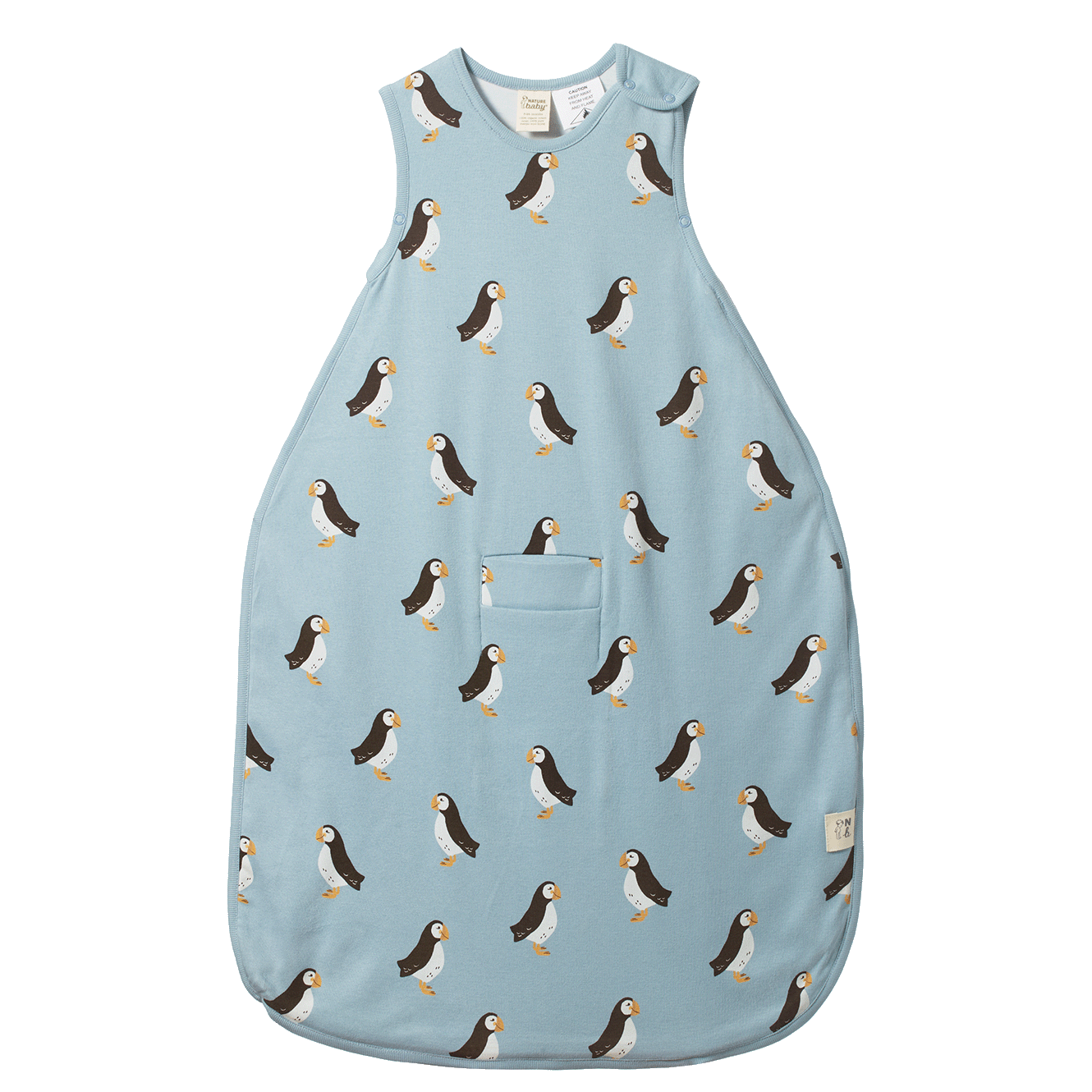Organic Cotton & Merino Sleeping Bag - Puffin Print