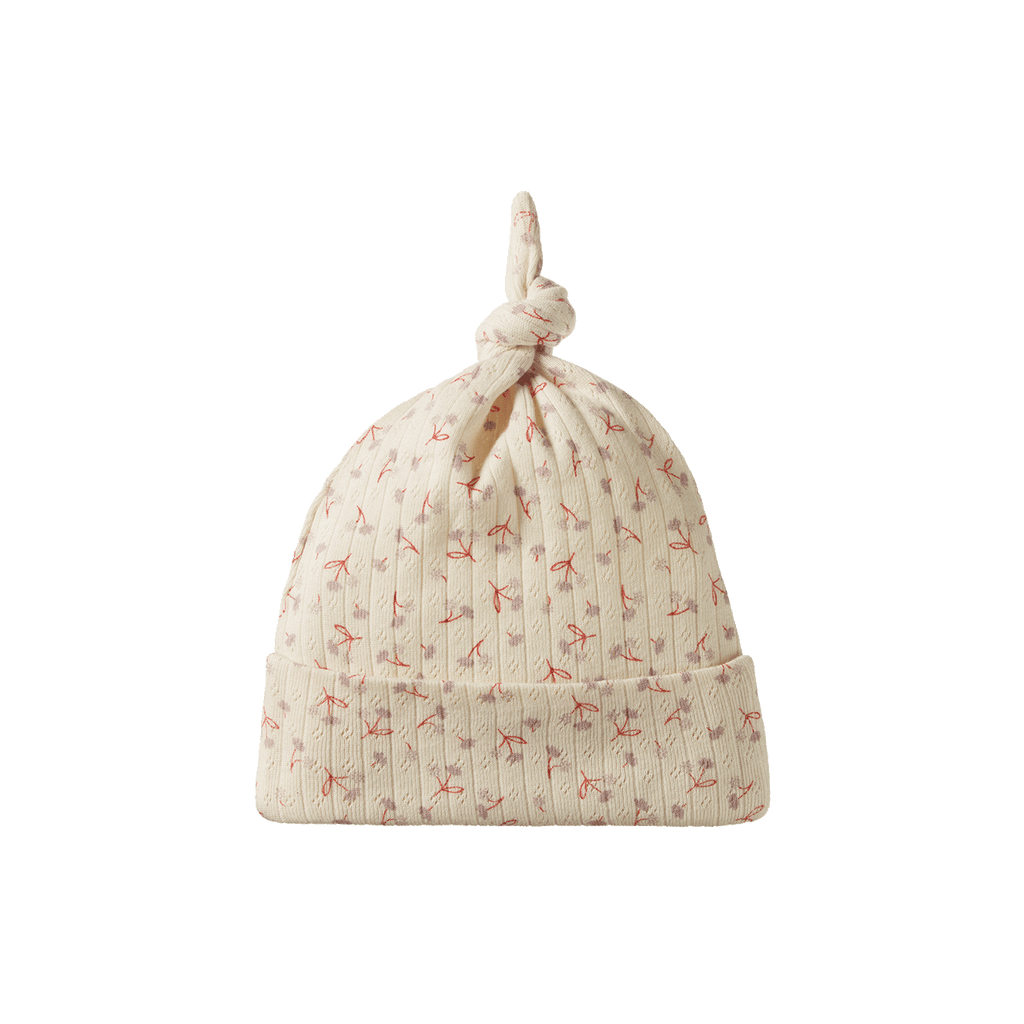 Knotted Beanie Pointelle - Dandelion Print
