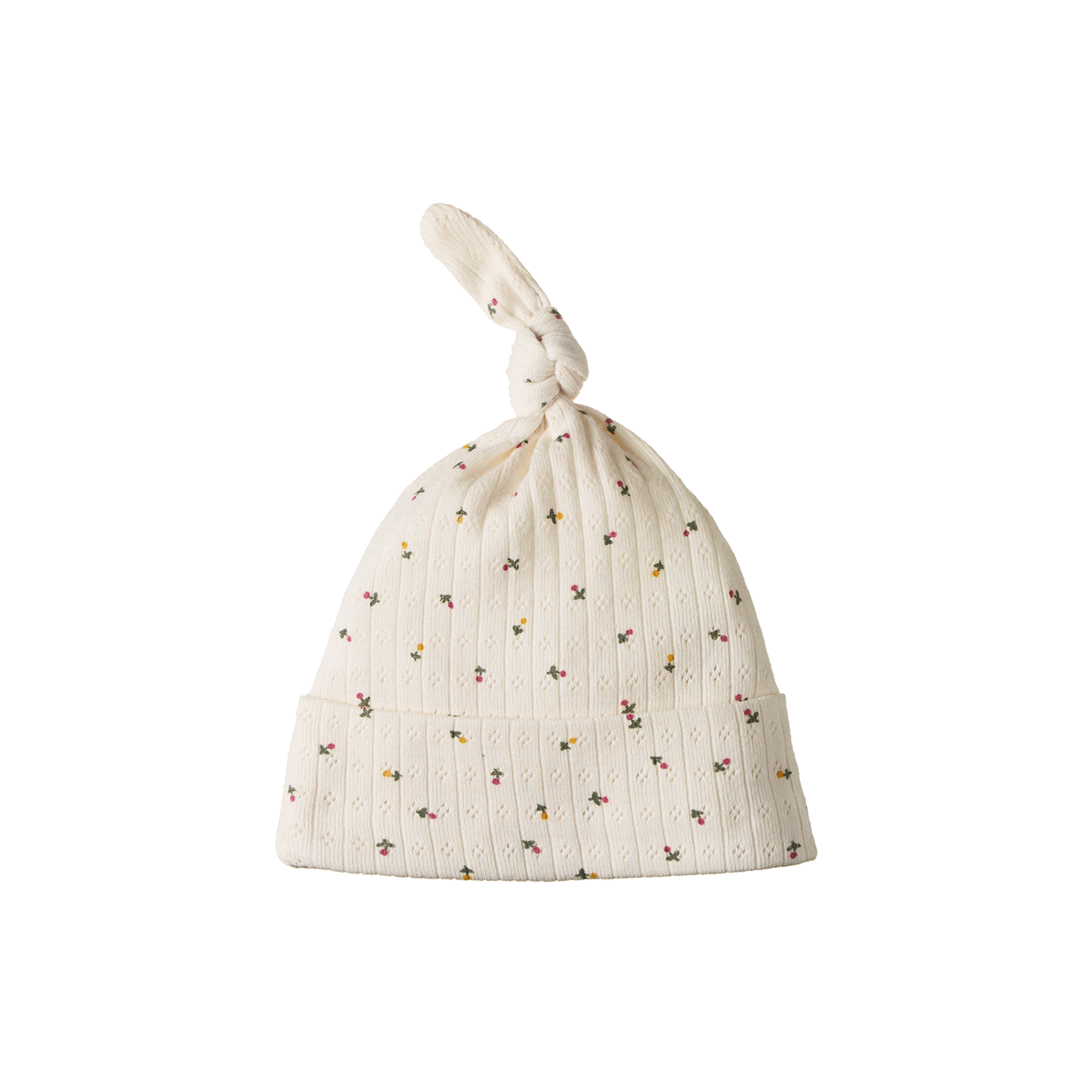 Knotted Beanie Pointelle - Aster Floral Print