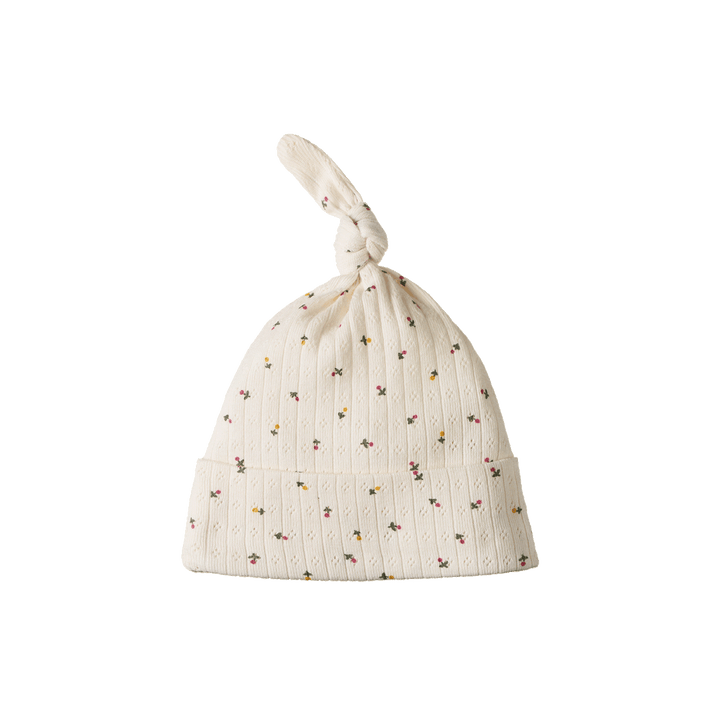 Nature Baby Knotted Beanie Pointelle - Aster Floral Print