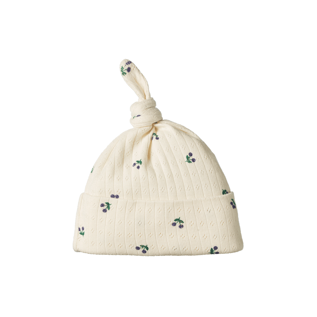 Knotted Beanie Pointelle - Winter Berry Print