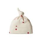 Cotton Knotted Beanie -  Raspberry Print