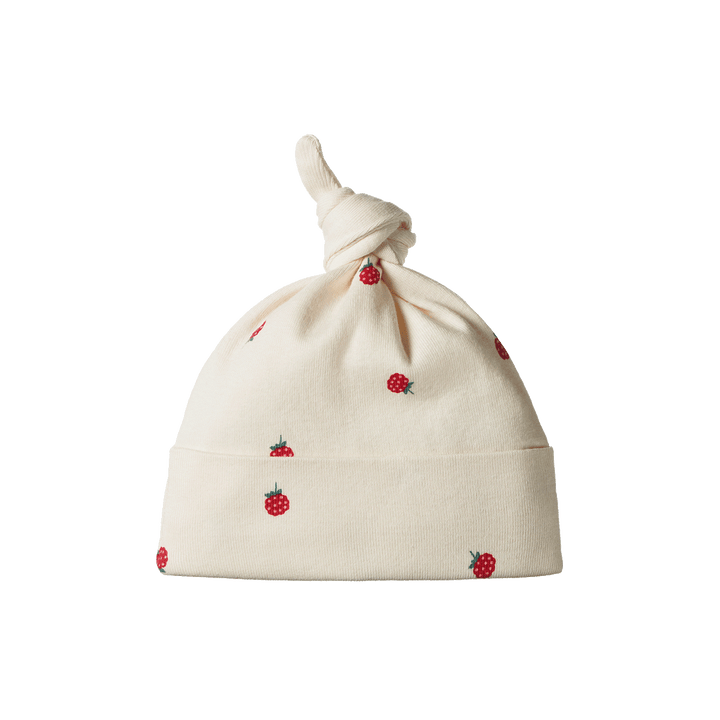 Nature Baby Cotton Knotted Beanie -  Raspberry Print