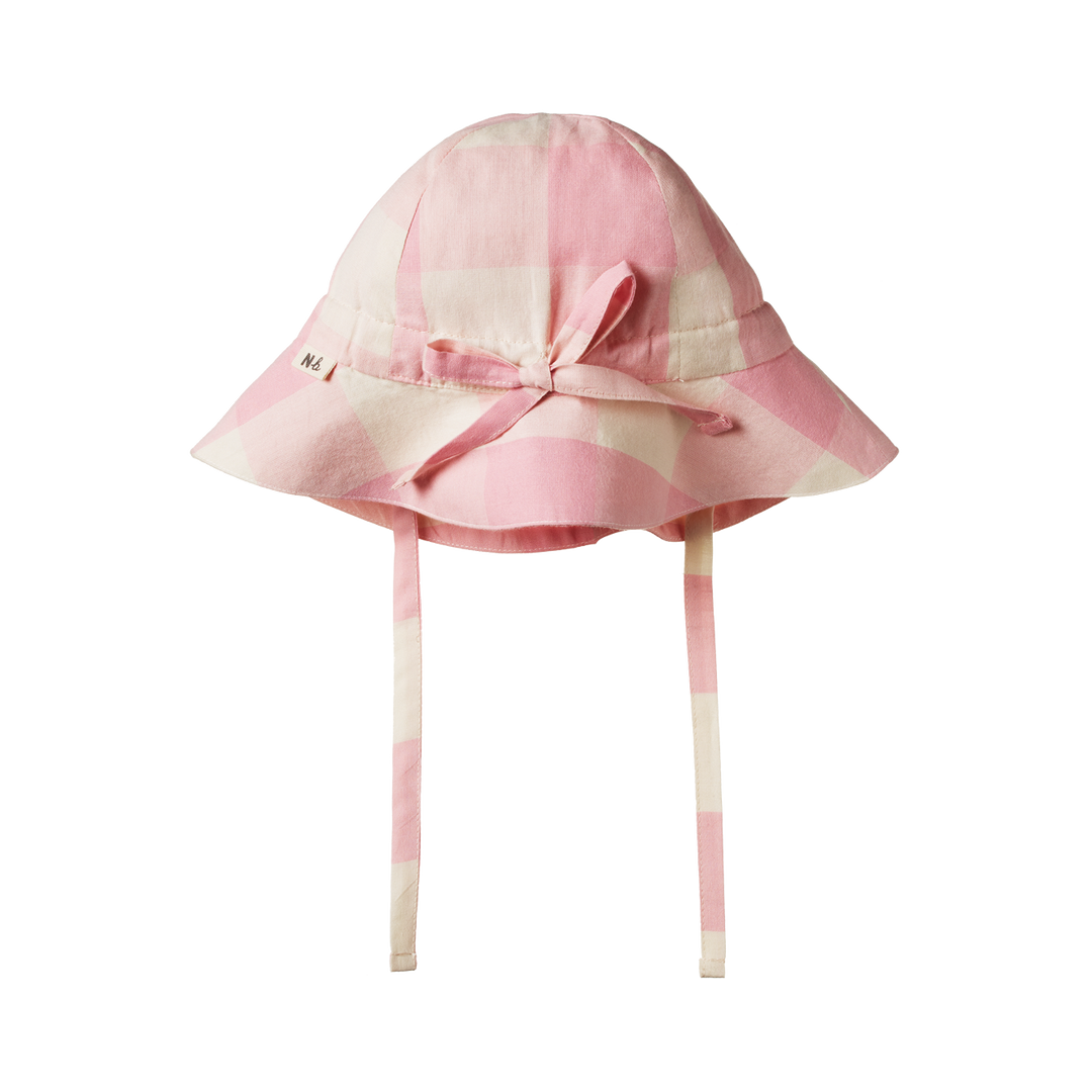 Nature Baby Gingham Sunhat - Summer Rose Check