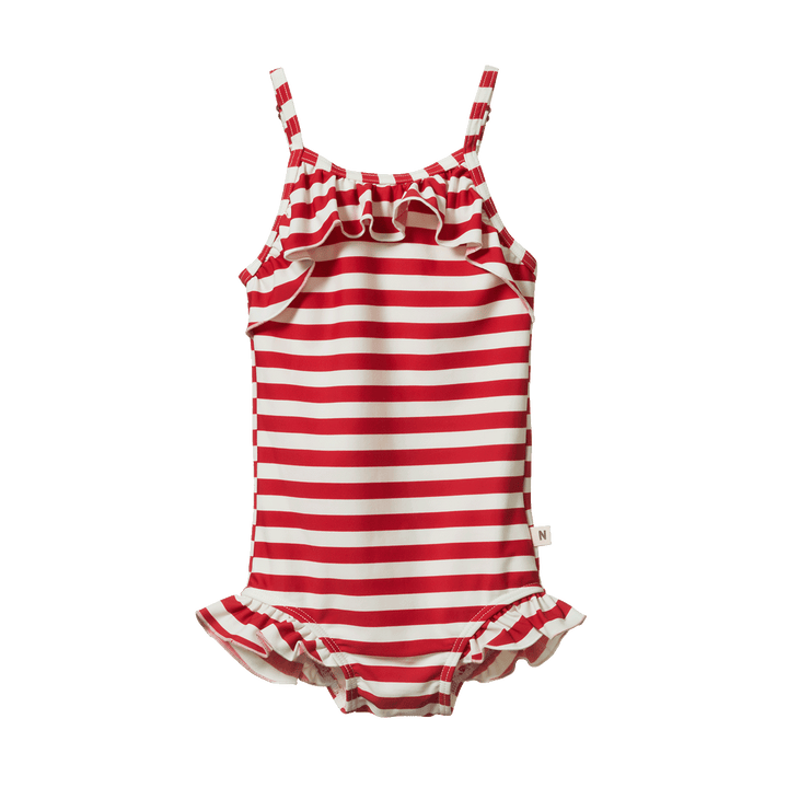 Nature Baby Frill Swimsuit - Red Sea Stripe