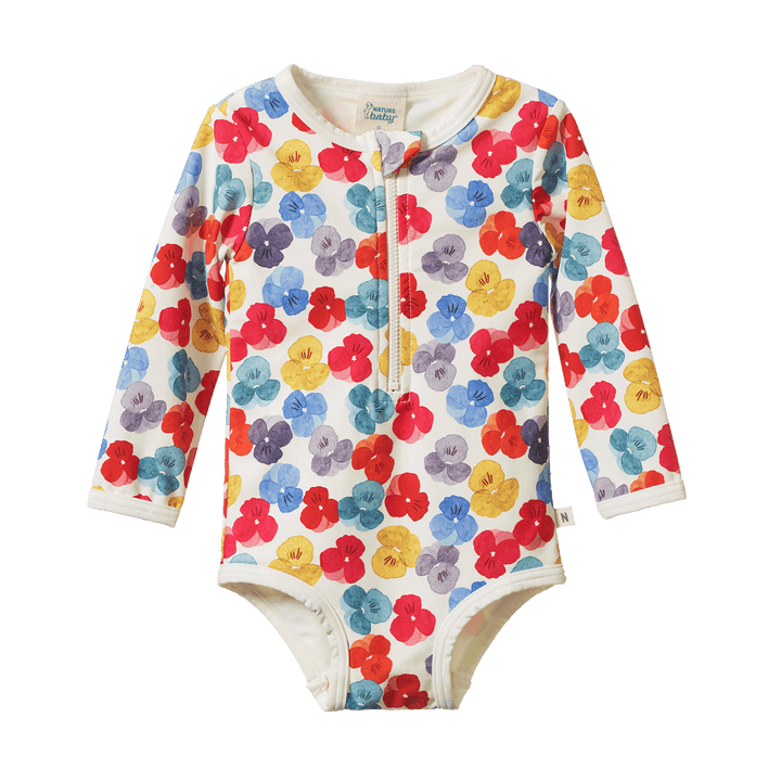 Nature Baby One Piece Bathing Swimsuit - Painted Delphine Print
