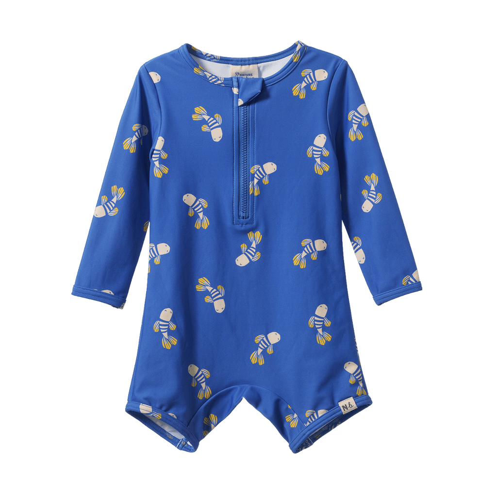 One Piece Bathing Trunks - Fish Fable Blue Print