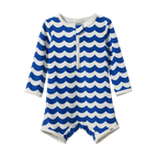One Piece Bathing Trunks - Waves Blue Print