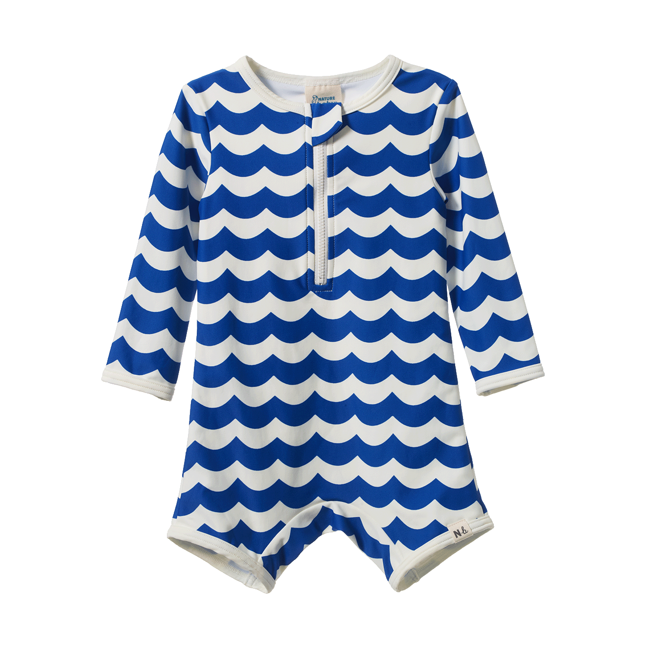 One Piece Bathing Trunks - Waves Blue Print