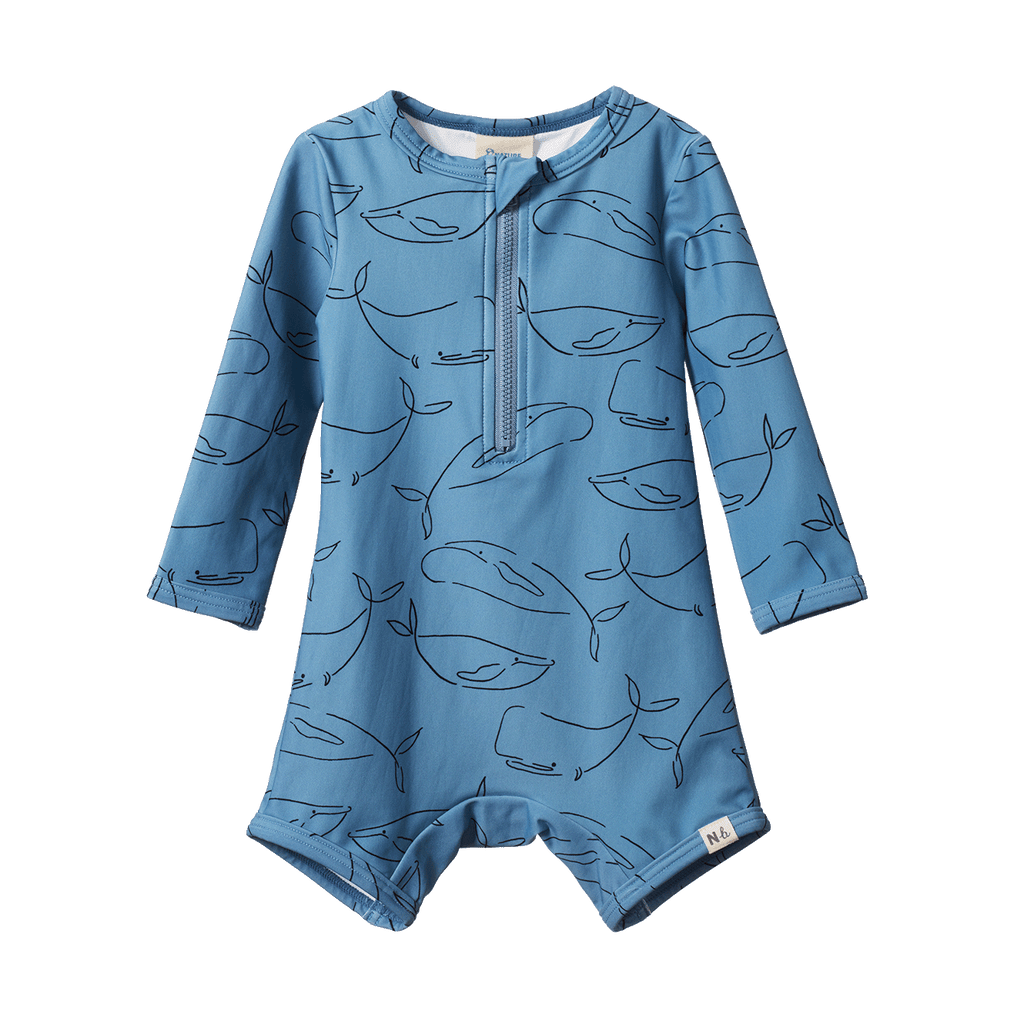 Nature Baby One Piece Bathing Trunks - Blue Whale Print