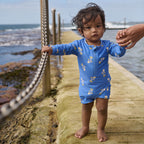 One Piece Bathing Trunks - Fish Fable Blue Print