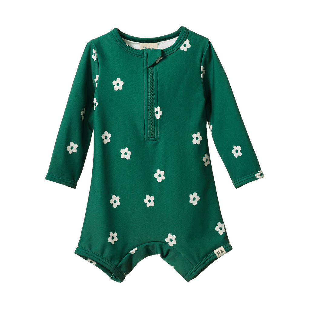 Nature Baby One Piece Bathing Trunks - Flora Peppermint Print