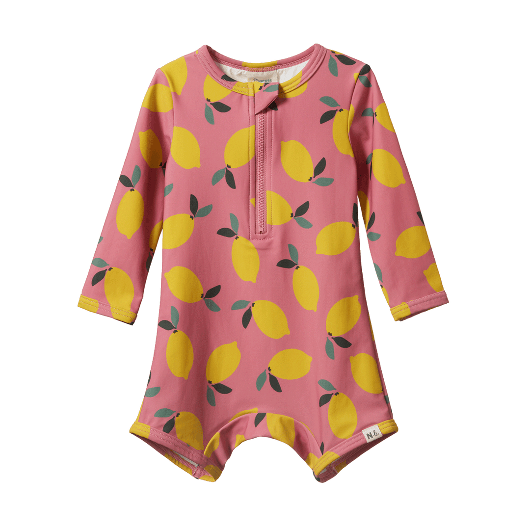 Nature Baby One Piece Bathing Trunks - Lemmony Rose Print