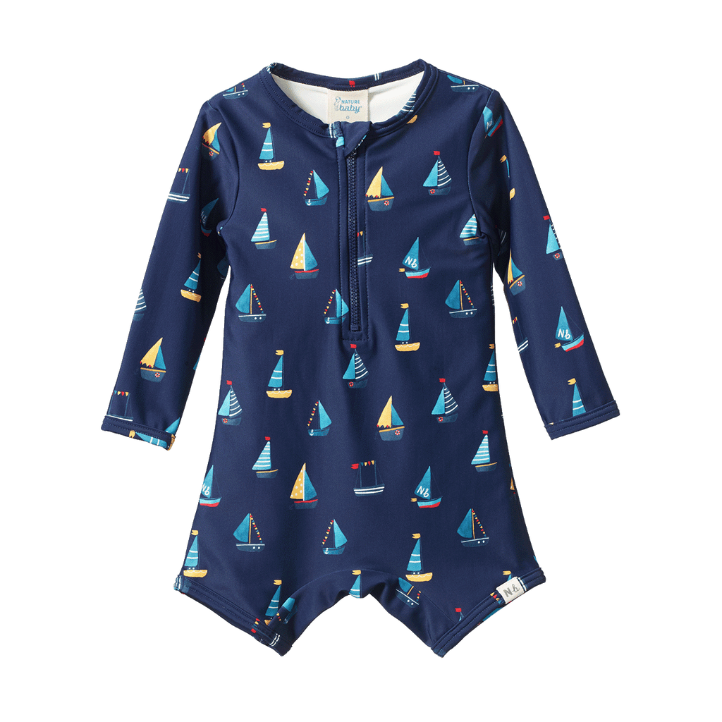 Nature Baby One Piece Bathing Trunks - Regatta Navy Print
