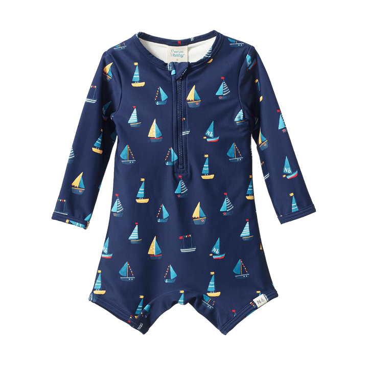 Nature Baby One Piece Bathing Trunks - Regatta Navy Print