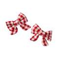Bow Hair Clips 2 Pack - Red Check