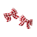 Bow Hair Clips 2 Pack - Red Check