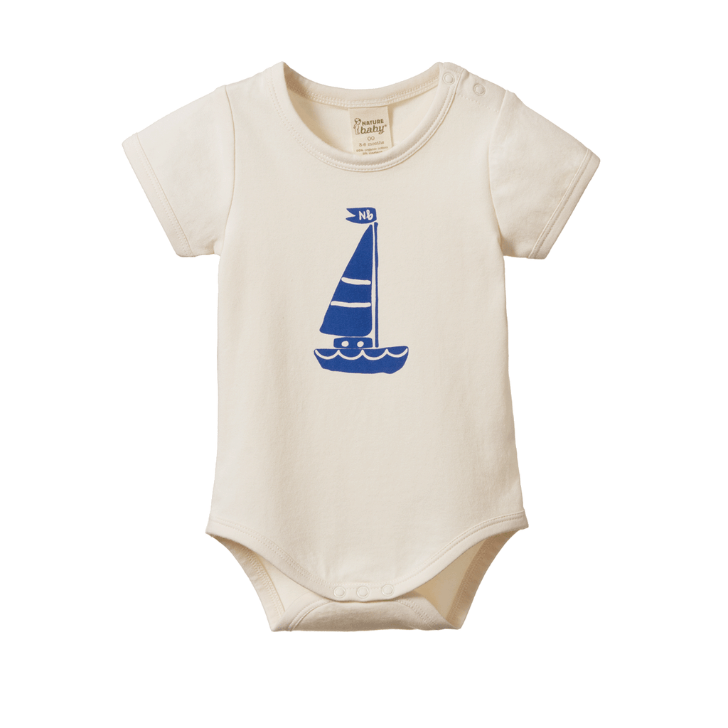 Nature Baby Stretch Jersey Bodysuit - Sail Boat Print