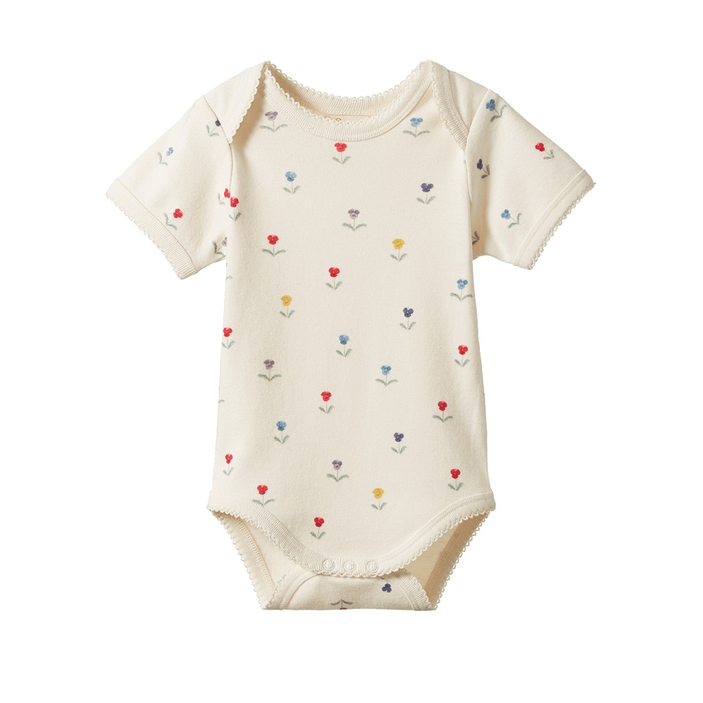 Nature Baby Short Sleeve Bodysuit - Delphine Print
