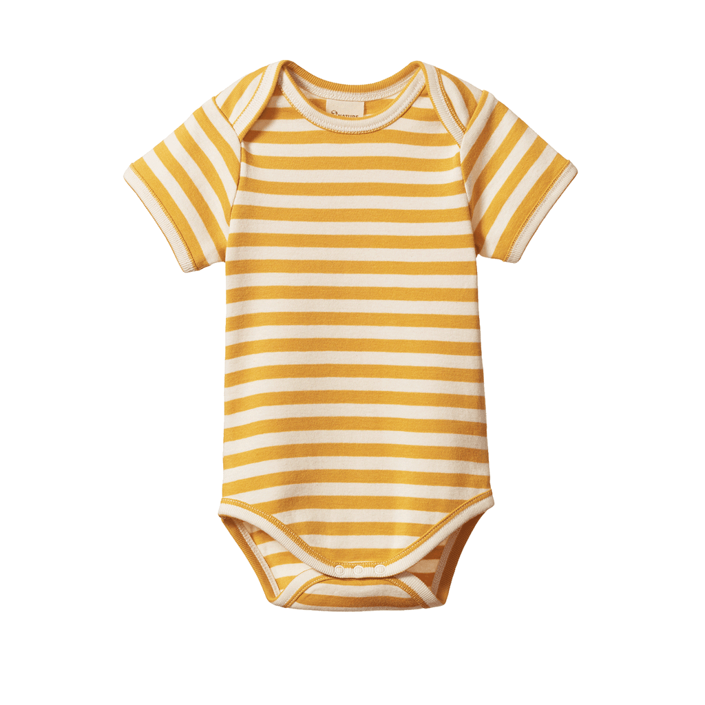 Nature Baby Short Sleeve Bodysuit - Golden Sea Stripe