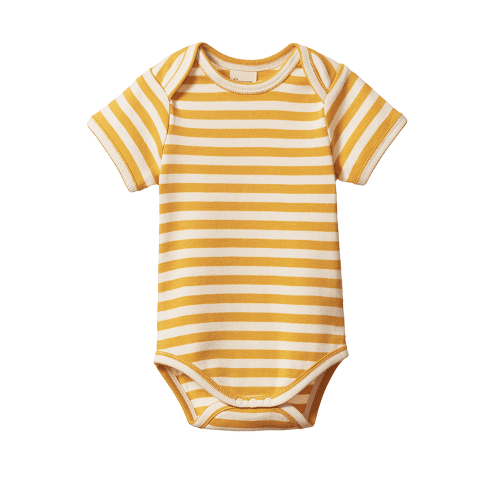 Nature Baby Short Sleeve Bodysuit - Golden Sea Stripe